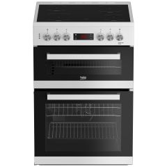 Beko EDC634W 60cm Double Oven Electric Cooker, 4 Ceramic Hob, White