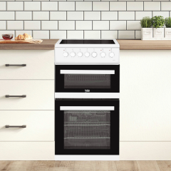 Beko EDVC503W 50cm Electric Cooker with Double Oven, White