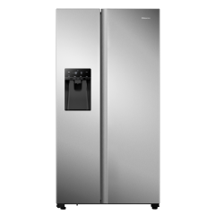 Hisense RS694N4TCF F Rated American Style Fridge Freezer, Stainless Steel