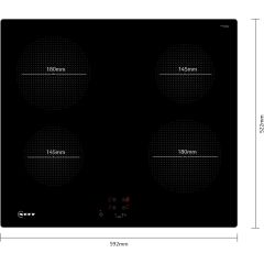 NEFF T36CA50X1U 60cm 4 Zone Induction Hob, Front Touch Control, Black