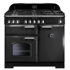 Rangemaster CDL100DFFCBC CLASSIC DELUXE 100cm Dual Fuel Cooker, Charcoal Black