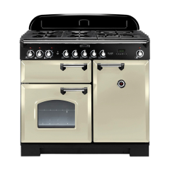 Rangemaster CDL100DFFCR/C CLASSIC DELUXE 100cm Dual Fuel Cooker, Cream, Chrome Trim