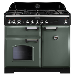 Rangemaster CDL100DFFMG/C CLASSIC DELUXE 100cm Dual Fuel Cooker, Mineral Green