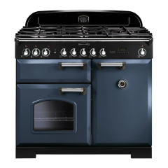 Rangemaster CDL100DFFSB/C CLASSIC DELUXE 100cm Dual Fuel Cooker, Stone Blue