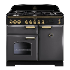Rangemaster CDL100DFFSL/B (124210) CLASSIC DELUXE 100cm Dual Fuel Cooker