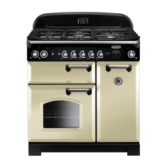 Rangemaster CLA90DFFCR/C (116500) CLASSIC 90cm Dual Fuel Range Cooker, Cream/Chrome Trim