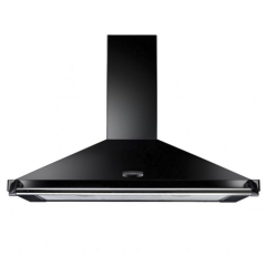 Rangemaster CLAHDC100BC 100cm Classic Chimney Hood With Chrome Rail, Black