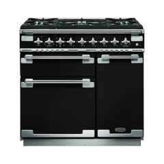 Rangemaster ELS90DFFGB Elise 90 Dual Fuel Range Cooker, Gloss Black