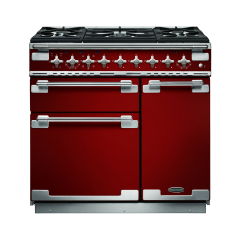 Rangemaster ELS90DFFRD Elise 90 Dual Fuel Range Cooker, Cherry Red