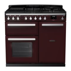 Rangemaster ESDL100DFPBOR/CM1 Estel Deluxe 100cm Dual Fuel Range Cooker, Bordeaux/Chrome
