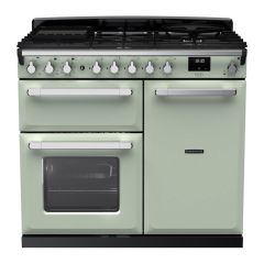 Rangemaster ESDL100DFPMNT/CM1 Estel Deluxe 100cm Dual Fuel Range Cooker, Mint/Chrome