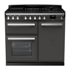 Rangemaster ESDL100DFPSLT/CM1 Estel Deluxe 100cm Dual Fuel Range Cooker, Slate/Chrome