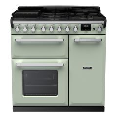 Rangemaster ESDL90DFPMNT/CM1 Estel Deluxe 90cm Dual Fuel Range Cooker, Mint/Chrome