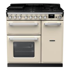Rangemaster ESDL90DFPPCR/CM1 Estel Deluxe 90cm Dual Fuel Range Cooker, Pale Cream/Chrome