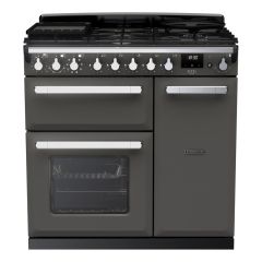 Rangemaster ESDL90DFPSLT/CM1 Estel Deluxe 90cm Dual Fuel Range Cooker, Slate/Chrome