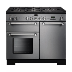 Rangemaster 111930 (KCH100NGFSS/C) KITCHENER 100cm Gas Range Cooker, Stainless Steel, Chrome Trim