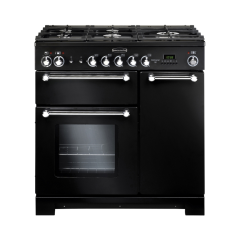 Rangemaster KCH90NGFBL/C (116750) KITCHENER 90cm Gas Range Cooker, Black/Chrome
