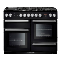 Rangemaster 104850 (NEX110DFFBL/C) NEXUS 110cm Dual Fuel Range Cooker, Black/Chrome