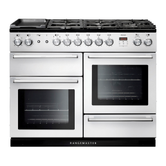 Rangemaster 106110 (NEX110DFFWH/C) NEXUS 110cm Dual Fuel Range Cooker, White/Chrome