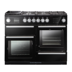 Rangemaster NEX110SODFFBC (119760) Nexus Steam 110cm Dual Fuel Range Cooker, Black/Chrome