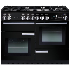 Rangemaster PROP110NGFGB/C PROFESSIONAL PLUS 110cm Gas Range Cooker, Black
