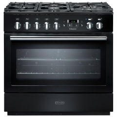 Rangemaster PROP90FXDFFGB/C PROFESSIONAL PLUS FX 90cm Dual Fuel Range Cooker, Black