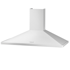 Rangemaster RMHDC110WC 110cm Chimney Hood No Rail, White, Chrome Badge