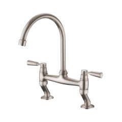 Rangemaster TBL3BF/BF Traditional Dual Lever Bridge Tap, Brushed finish