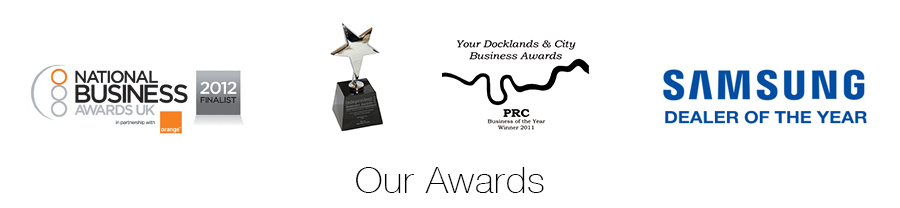 Our Awards. National Business Awards, Docklands & City Awards 2011, Samsung Dealer of the Year.